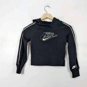 NIKE Girls Black Slim Fit Logo Graphic Hoodie Sweatshirt NWT Size Small